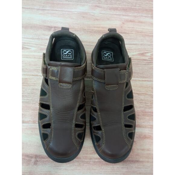 Men's Sandals Shoes Mexican Cklass Brown Leather Hook & Loop Size Size 9 - Picture 7 of 8